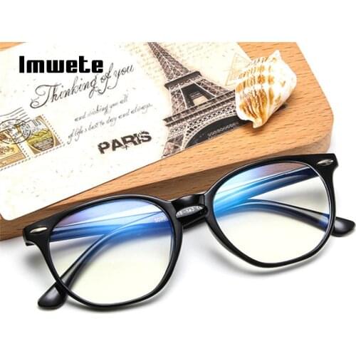 Imwete Anti Blue Light Computer Glasses Frame Men Women Transparent Gaming Glasses Frames Protection Eye Retro Spectacles Frames