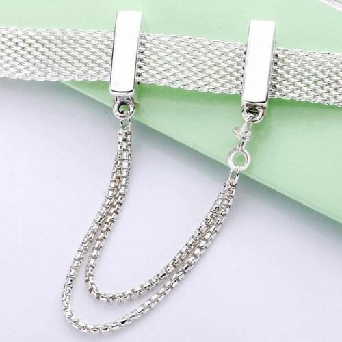 Original Reflexions Safety Chain Clip Stopper Beads Fit 925 Sterling Silver pandora Bead Charm Bracelet Bangle Diy Jewelry