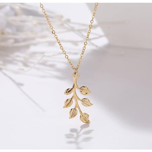 Minimalist Gold Color Leaf Pendant Necklace For Women New Fashion Leaves Jewelry Clavicle Chain Necklaces