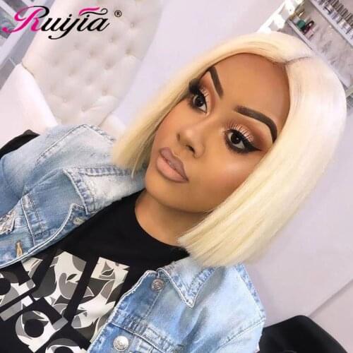 Short Hair Blonde Bob Wig Remy Human Hair Wigs for Women Straight Closure Wig 10 inch Peruvian Womens Wigs 613 Lace Closure Wig