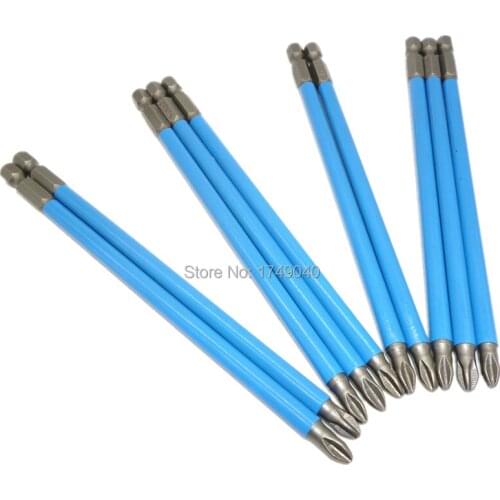 PH2 Impact Drill Driver Screwdriver Bits 10pcs Set 1/4" Hex Shank Magnetic Phillips Antislip Screwdriver Drill Bits Tools 150mm