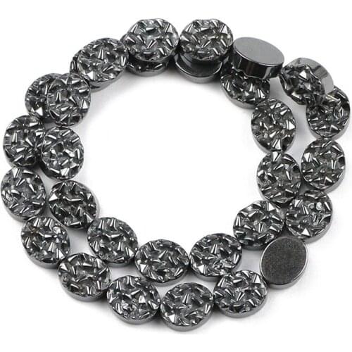 Flat Oval Ellipse Black Hematite beads Natural Stone 8 10mm Loose Spacer beads Jewelry Making for Bracelet Necklace DIY Finding