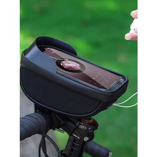 Portable Bike Front Bag Bicycle Storage Bag Sensitive Touch Screen Cycling Accessory For Mobile Phone Is Below About 6.7 Inches