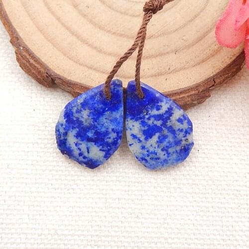 Natural Nugget Lapis Lazuli earrings beads For Jewelry Making DIY Necklace Earring 20x14x4mm,3.5g