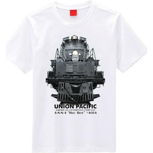 Funny Big Boy Union Pacific 4014 Head On Train T-Shirts Men Cotton Tees Streetwear