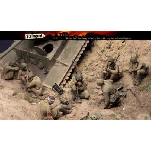 Stalingrad S-3510 Under fire Red Army Infantry (1941-42) Big Set include 8 figures 1/35 Resin Model Kit