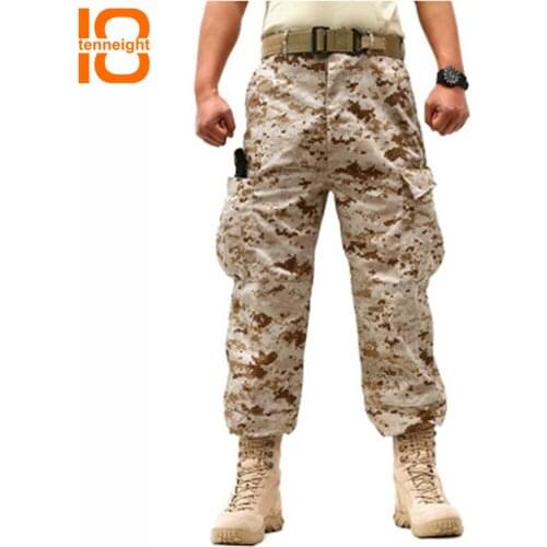 TENNEIGHT Outdoor Camo Tactical Pants Military Pants Multi-pocket paintball Airsoft training pants mens sports Hunting trousers