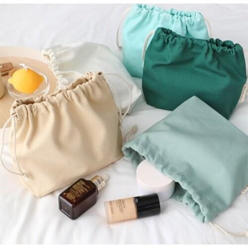 Solid Color Drawstring Bag Small Canvas Bag Drawstring Pouch Big Size Women Cosmetic Jewelry Christmas Gift Bags String Pouch