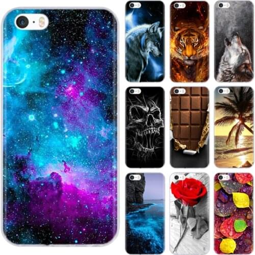 Ultra Thin Clear Mobile Phone Bag Case for iPhone 5 5S SE 2020 6 6S 7 8 4 4S Back Cover Transparent Patterned Funda Bumper Coque