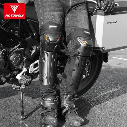 Unisex Motowolf Motorcycle Scooter Reflective Anti-collision Kneepads Outdoor Riding Long Thick Knee Elbow Pads Protect Gears
