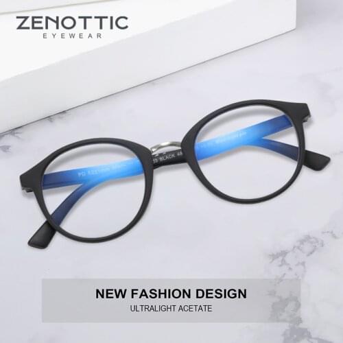 ZENOTTIC Vintage Round Anti Blue Light Glasses For Women Men Radiation Computer Gaming Myopia Optical Glasses Frames Eyewear