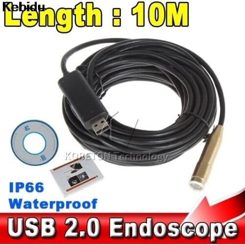 Kebidu Waterproof USB Endoscope 10M Cable 4LED Dia 14mm Borescope Inspection Wire Camera With Mini Camera Mirror Hook Magnet