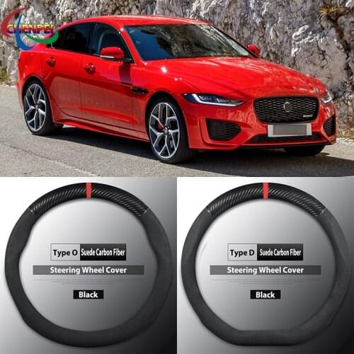 Four Seasons Universal Non-Slip Carbon Fiber Suede Steering Wheel Cover For Jaguar XE Car Interior Accessories