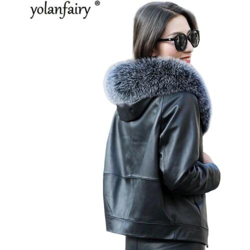 Genuine Leather Jacket Winter Jacket Women Fox Fur Collar Real Sheepskin Coat Korean Down Jackets Abrigo Mujer ZM-1803 MY1964