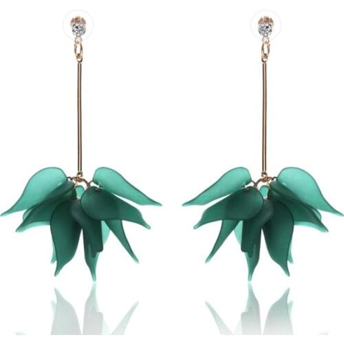 New bijoux Multilayer Petals 4 Colors Flower Drop Earrings for Women Jewelry Angel Brincos Lotus Long Tassel Pendientes 2020
