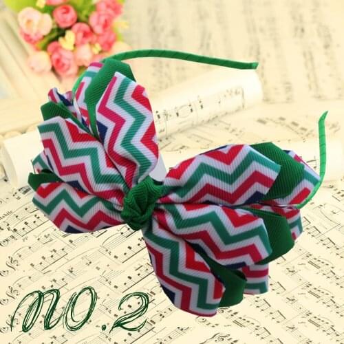 14 pcs New Arrival Three layers Colorful rainbow class flower leaves Headband 4.5-5" Angel Wing Bow