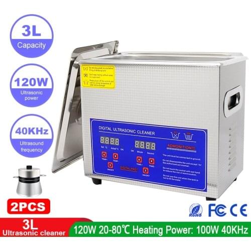 220V 110V 3L 120W 40HKZ Portable Ultrasonic Cleaner Bath Jewelry Glasses Dental Ultrasonic Pad Adjustable Temperature