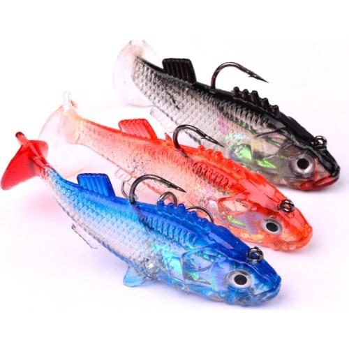 HiUmi 3pcs 7.6cm 15.7g sea fishing lead fish bait Soft Jig Lure With 6# Jigs Fishing Hook Fishing Tackle