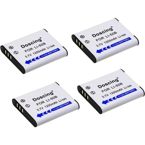 4Pcs/lot 1200mAh Li-50B Rechargeable Batteries For Olympus Mju 1020 SP-800UZ Stylus 1010 u 1010 Ricoh CX3 CX4 D-LI92 DLI92