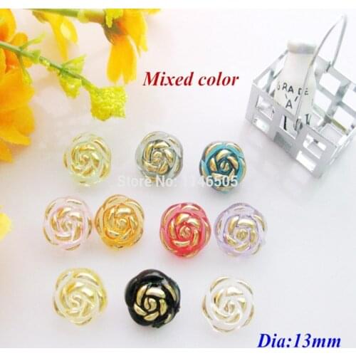 50pcs/lot 13MM MIXED Rose flower buttons rose sweater for sewing buttons carving botoes scrapbooking products