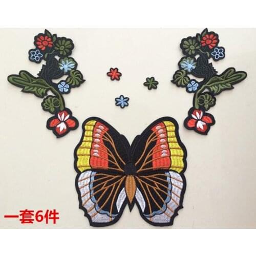 Butterfly flower set applique patches for clothing fabric patch sewing accessories fashion parches bordados embroidered patches