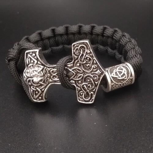 Odin Face Vikingos Thor Hammer Mjolnir Triskele Trinity Viking Jewelry Knot Bracelet Valknut Vegvisir Rune Slavic Viking