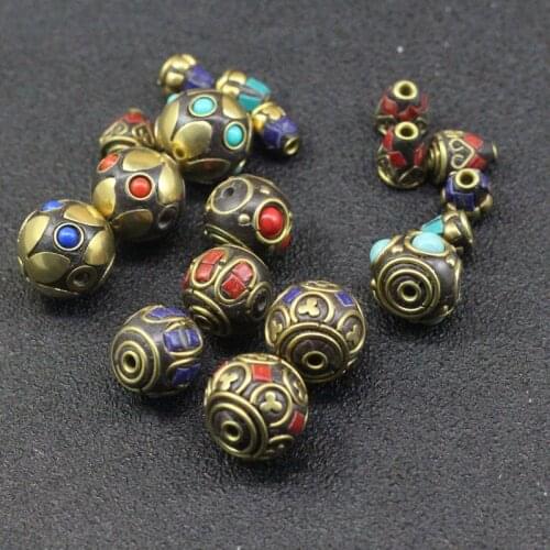 2 Sets Nepal Handmade Beads Guru Beads For Rosary Making 3 Hole Bead Metal Buddha Spacer Beads Tibetan Buddhism