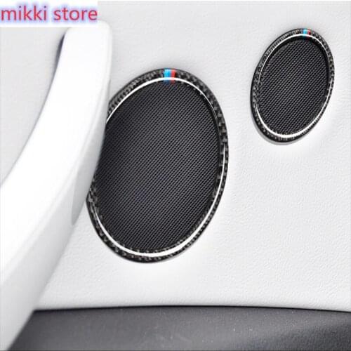 Carbon Fiber For BMW X3 X4 X5 X6 5GT E70 E71 F07 F25 F26 Car Door Audio Stereo Speaker sequins Decorative Cover Trim strips