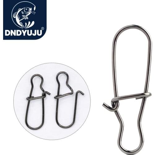 DNDYUJU (30-100PCS)(Size00-6)Stainless Steel Hook Fast Clip Lock Snap Swivel Solid Rings Safety Snaps Fishing Hook Connector