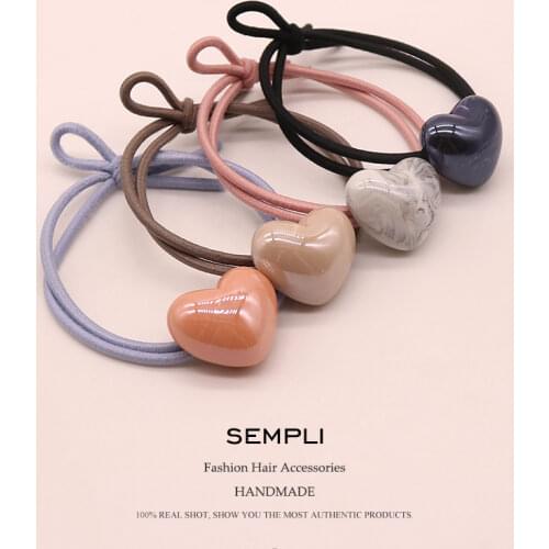 5 Colors Double Black Elastic Hair Bands Love Heart for Girls Hair Band Children Hair Headband Accessories Scrunchie Haarband