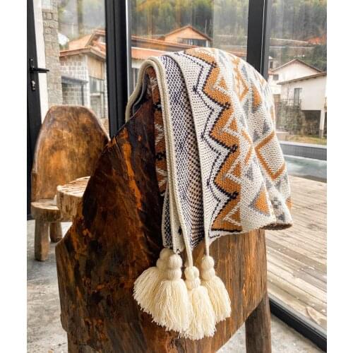 European Modern Simple Acrylic Knitted Bohemian Shawl Blanket Nap Blanket Winter Blanket Sofa Cover Blanket
