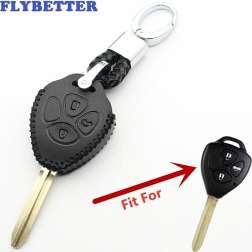 FLYBETTER Genuine Leather 3Button Remote Key Case Cover For Toyota Prado/Mark/Corolla/Camry/Reiz/Crown L237