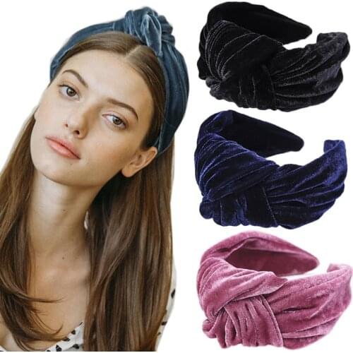 Haimeikang Fashion Flannel Hair Bands Headband For Women knotting Thick Bezel Hair Hoop Gold Velvet Hair Accessories New