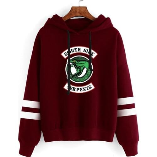 Riverdale South Side Snake Print 2020 Hoodies Fashion Mens and Womens Hooded Sweatshirt Girls Hip Hop Red Pullover Jacket Top