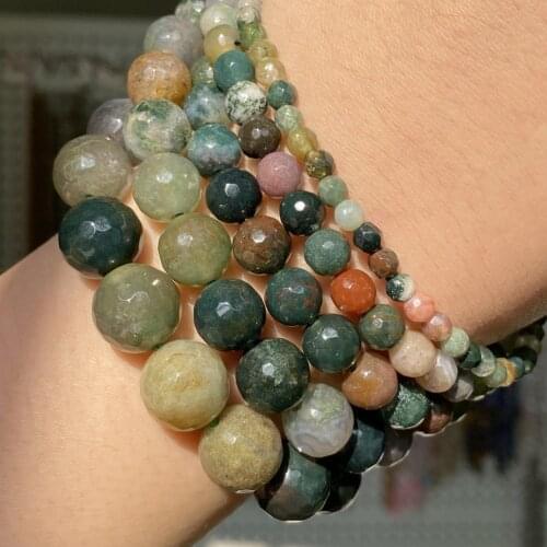 Natural Stone Round Beads Faceted Indian Agates Loose Beads For Jewelry Making Diy Bracelet Necklace Accessories 4 6 8 10 12mm