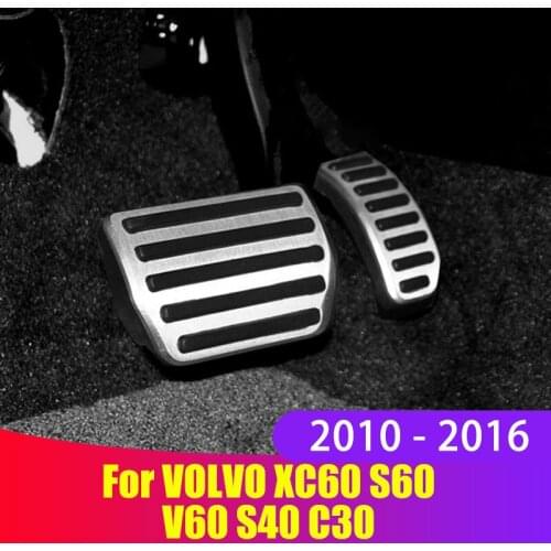 Stainless Steel+Rubber Car Accelerator pedal Brake pedal Cover For VOLVO XC60 S60 V60 S40 C30 S60L 2010-2012 2013 2014 2015 2016