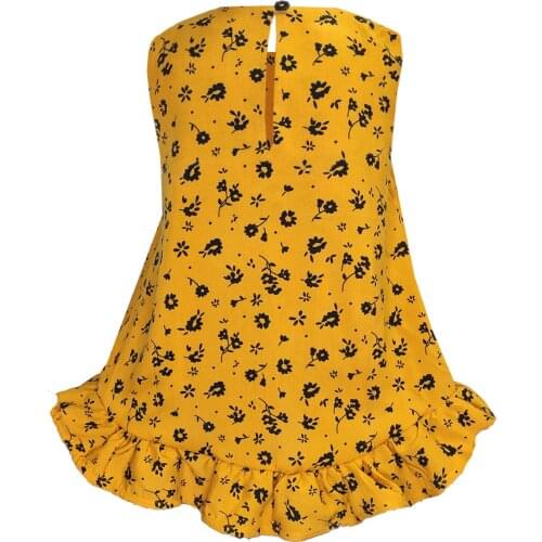 Summer Season 100% Natural Viscose Strap Floral Printed Sleeveless Woven Dress Girls Asymmetric Dress 1-8 Ages