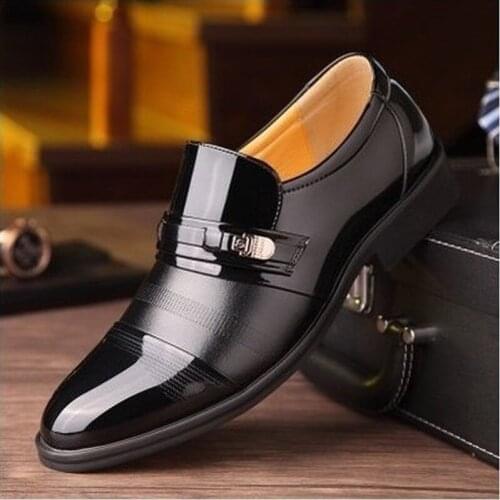 New mens shiny dress shoes spring summer pointed soft leather British casual breathable business dress shoes wedding men shoes