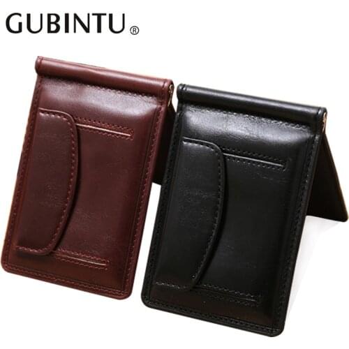 New Fashion Small Mens Leather Money Clip Wallet With Coin Pocket Card Slot Cash Holder Male Bag Magnet Hasp Mini Purse For Man