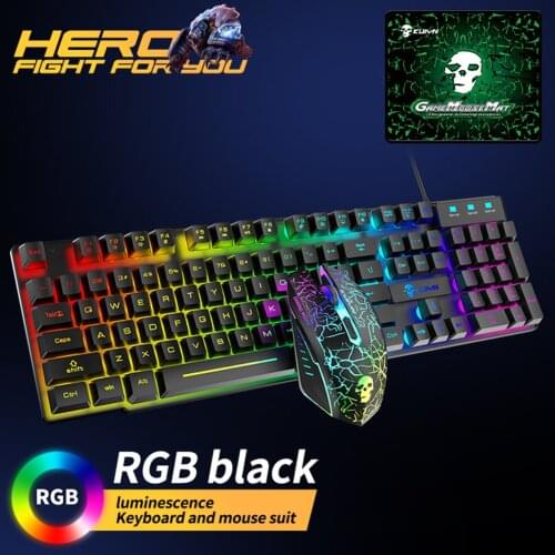 Mouse Mouse Pad Keyboard RBG Backlight 3-in-1 Kit USB Wired LED Game Accessories Household Computer Safety Parts
