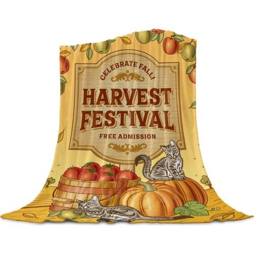 Living Room Sofa Blanket Apple Slogan Cat Fruit Children Soft Throw Blanket Travel Airplane Hotel Portable Warm Thin Blanket