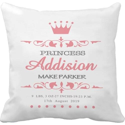 Custom Baby Prince Princess Pink Blue Pillow Case European Pattern Decorative Cute Cushion Covers For Baby Room By Lvsure