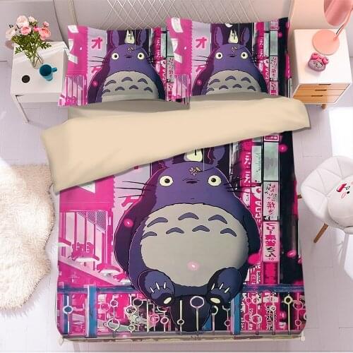 Popular Anime Comforter Bedding Sets Bedclothes Bed Linen Totoro Bedding Sets Totoro 3D Bedding Set Duvet Covers Pillowcases