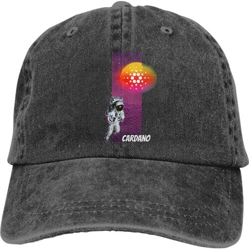 Adjustable Solid Color Baseball Cap Moon Man Art Washed Cotton Cardano Coin ADA Cryptocurrency Sports Woman Hat