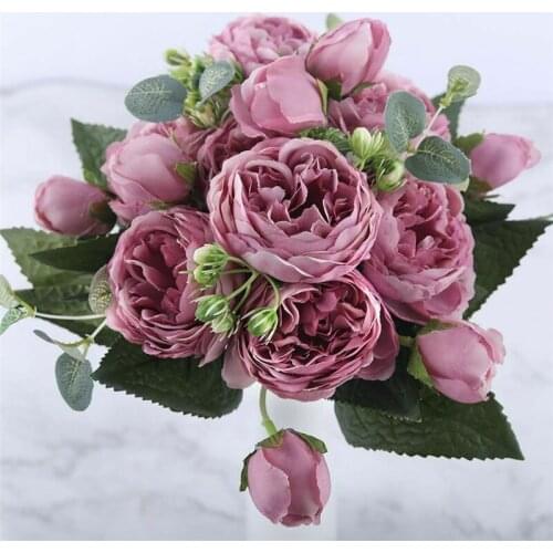 Rose a bunch of 5 beautiful Bouquet fake flower wedding party home decoration simulation flowers