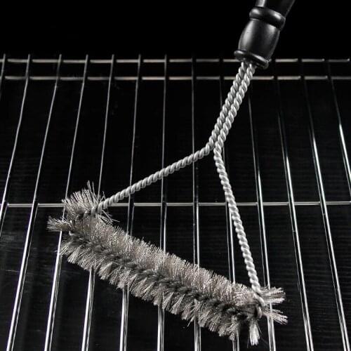 BBQ Grill Barbecue Cleaning Brush Stainless Steel Cooking Tools Wire Bristles Non-stick Triangle Cleaning Brushes Kitchen Access