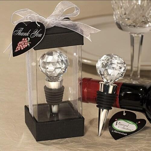 60pcs/lot wedding favor Wedding Souvenirs Gift Crystal Ball Elegant Red Wine Bottle Stoppers party souvenir FREE SHIPPING