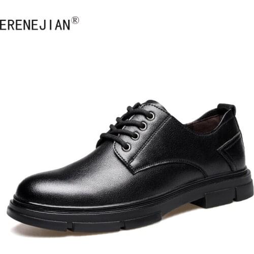ERENEJIAN Mens Genuine Leather Business Shoes Lace Up Dress Shoes Footwear For Male Zapatos De Hombre