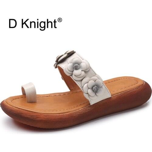 Women Wedges Heel Slides Fashion Genuine Leather Flip Flops Summer Outside Slippers Woman Casual Platform Sandal High Heels Shoe