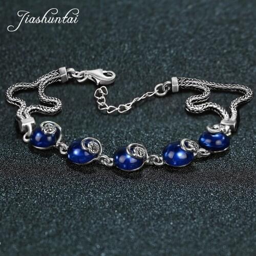 JIASHUNTAI Retro 100% 925 Sterling Silver Bracelets For Women Vintage Silver Jewelry Female